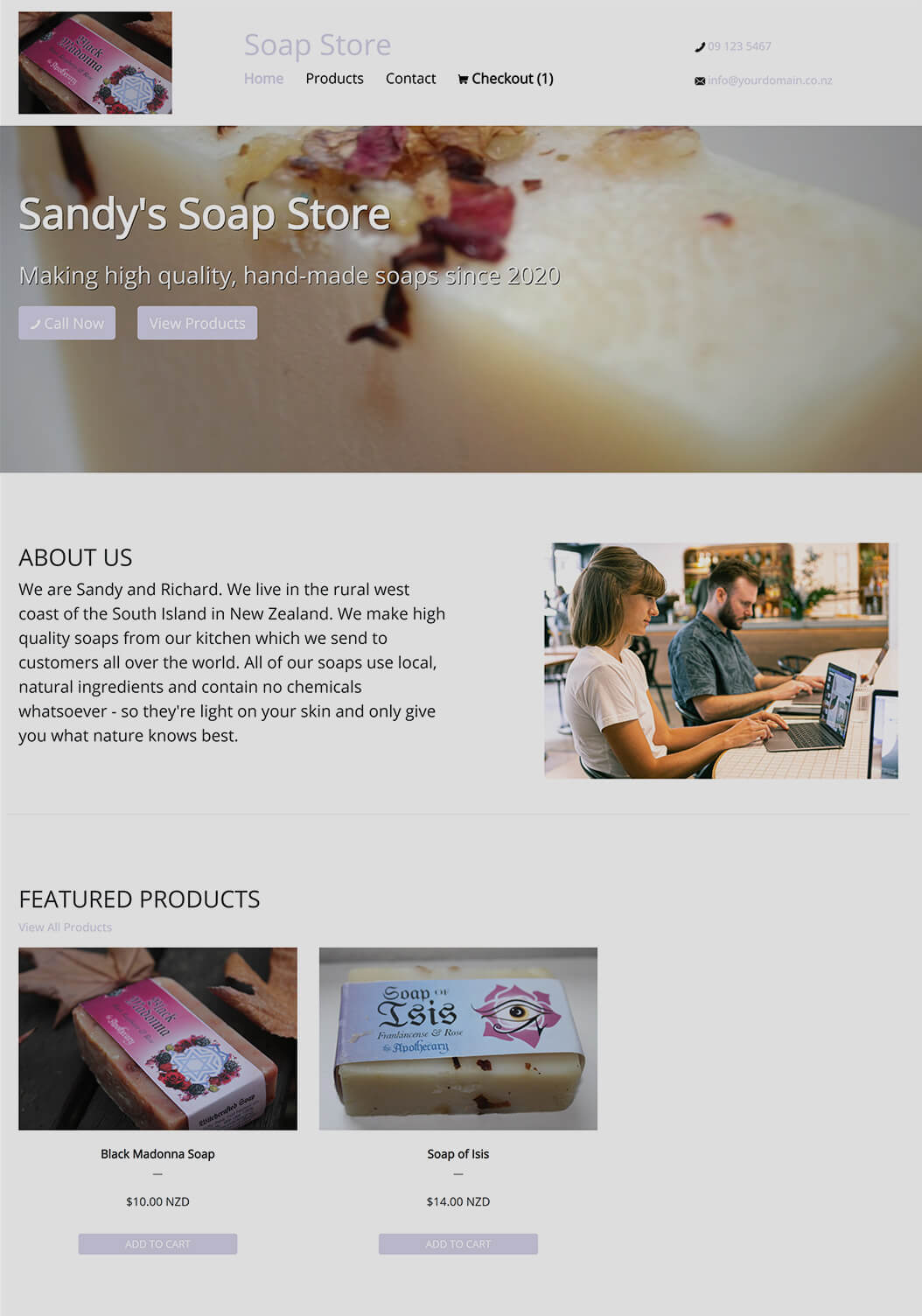 ecommerce website home page example