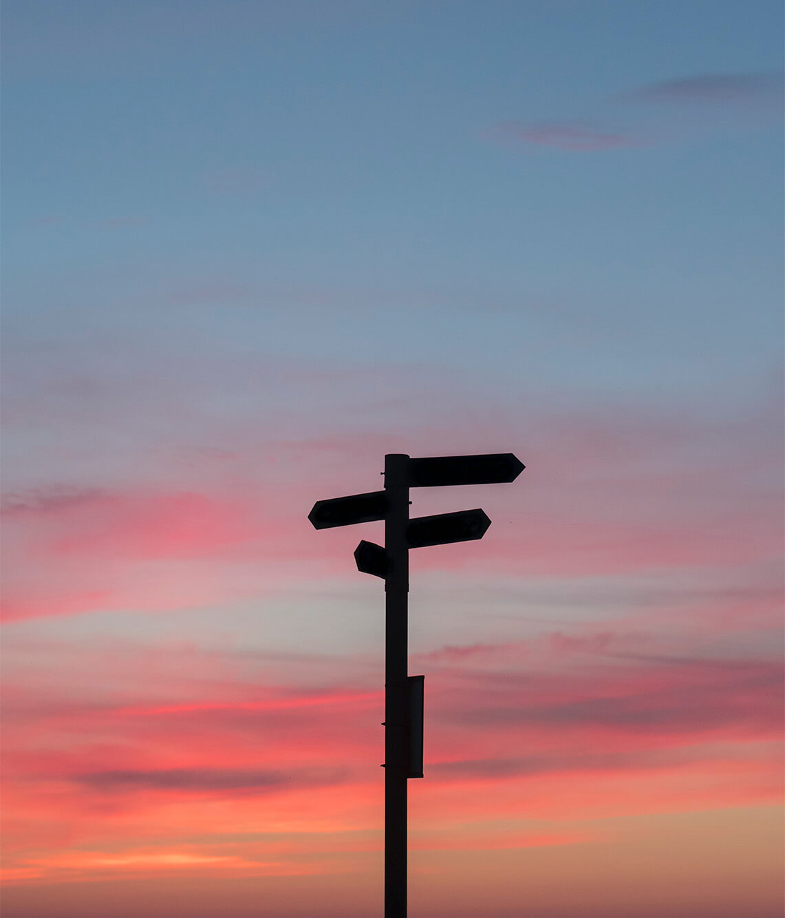 signpost in the sunset