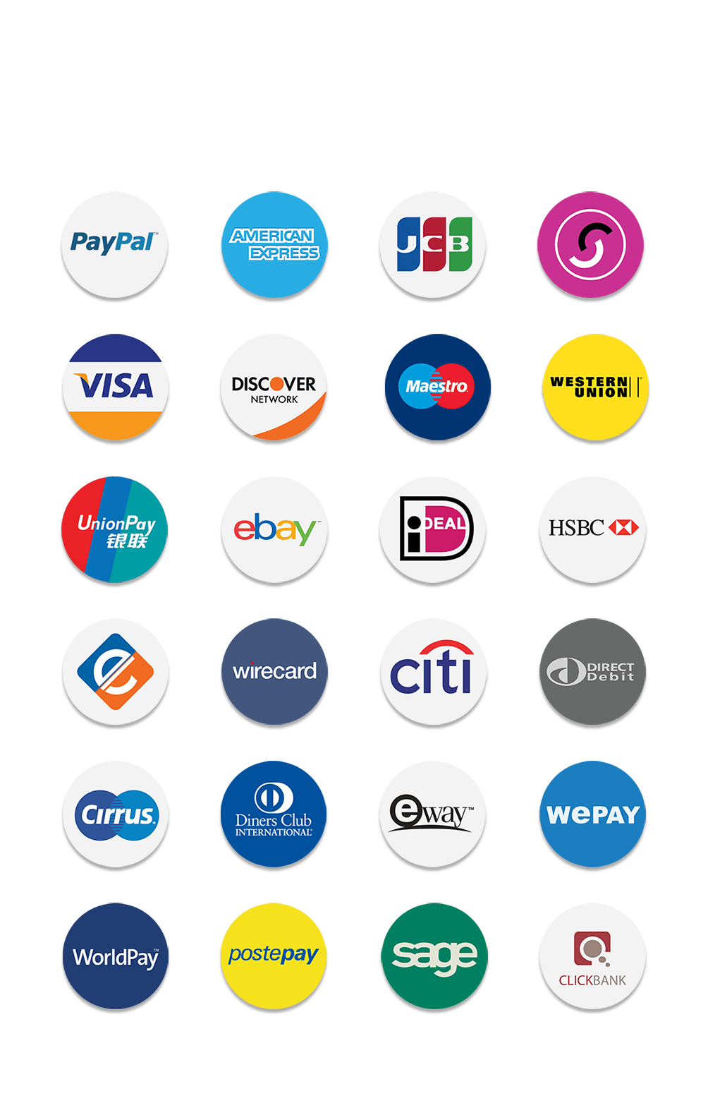 logos of different payment processing and financial services companies