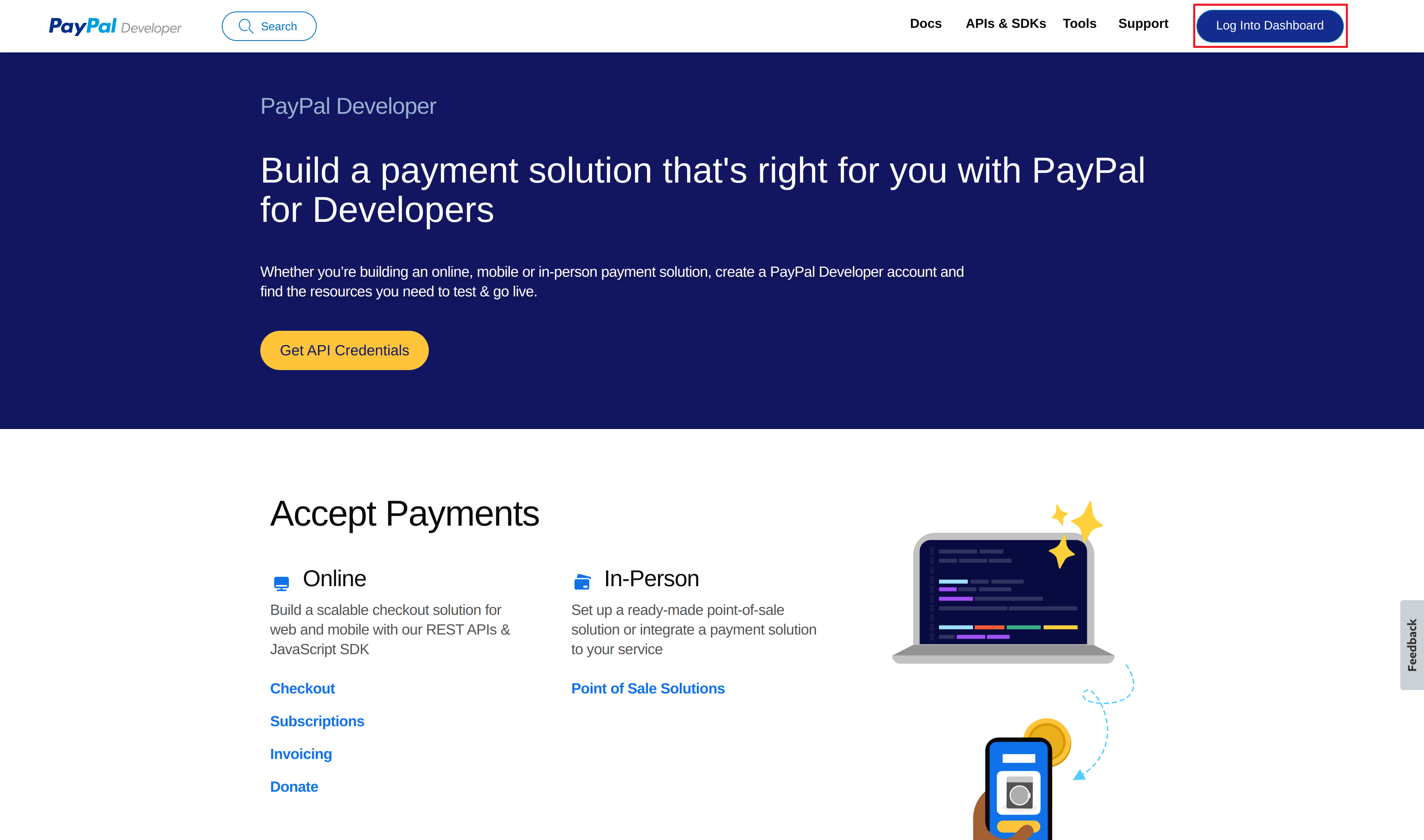 paypal developer home page