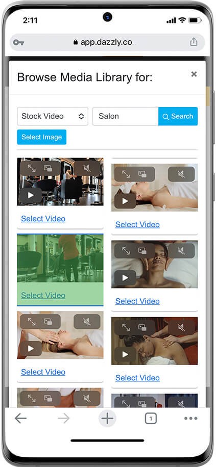 screenshot showing using the stock video library search function