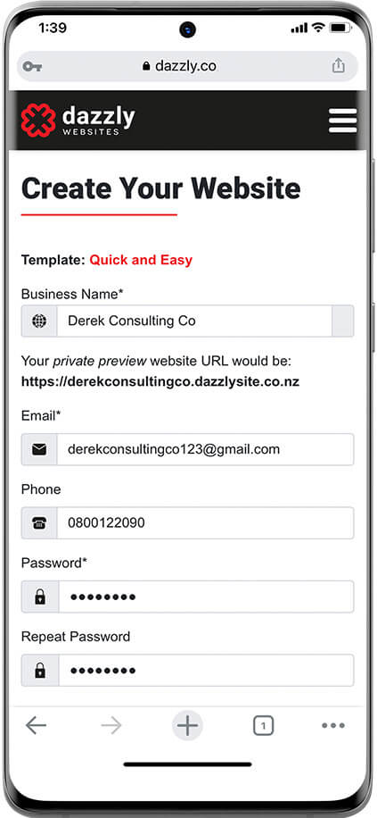 quick and easy template page